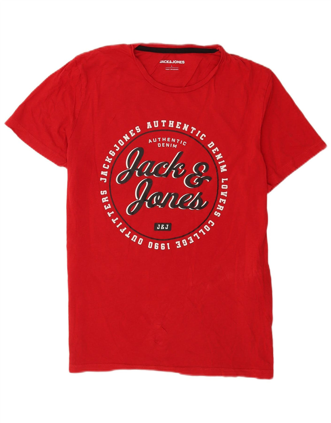 Jack & Jones Mens Regular Graphic T-Shirt Top Large Red Cotton