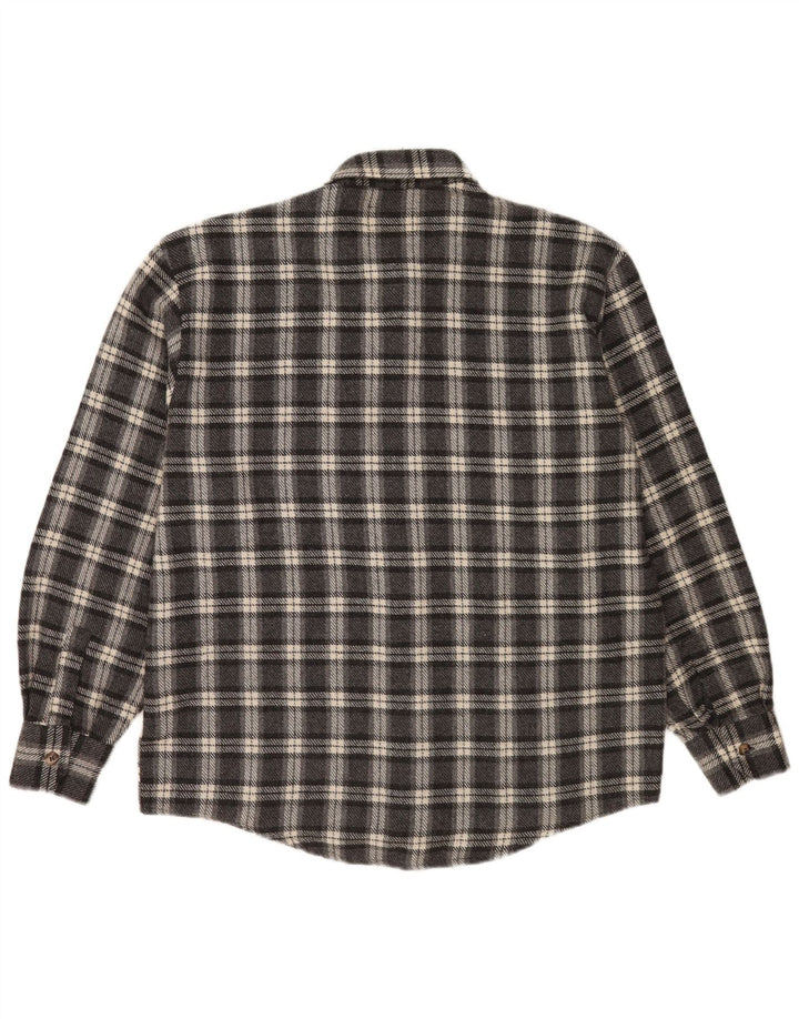 European Project Mens Flannel Shirt Large Grey Check Acrylic