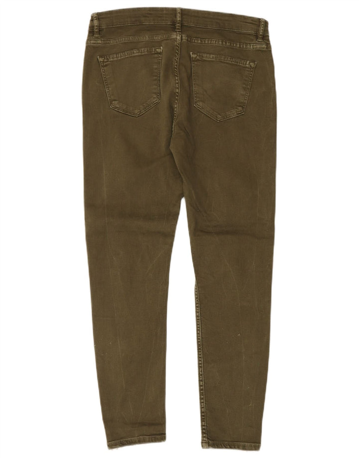 Zara Womens Slim Jeans EU 40 Medium W30 L27 Khaki Colourblock