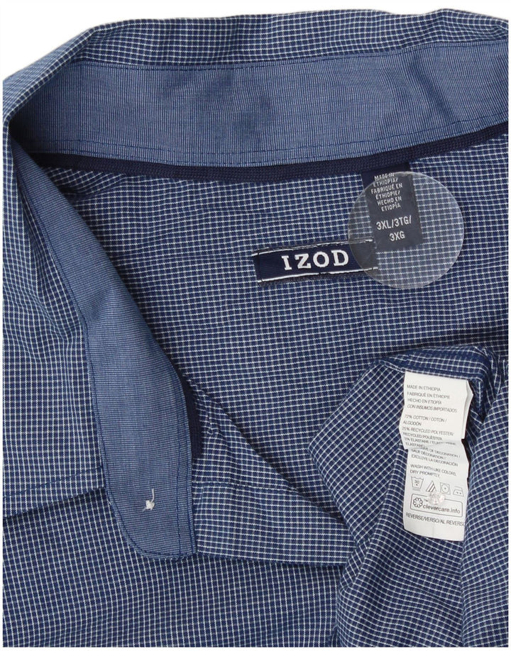 Izod Mens Checked  Shirt 3XL Blue Gingham Cotton