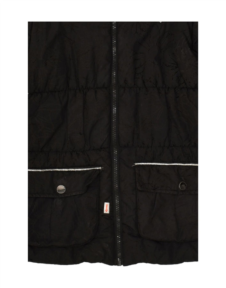 DESIGUAL Girls Padded Jacket 11-12 Years Black Floral Polyester | Vintage Desigual | Thrift | Second-Hand Desigual | Used Clothing | Messina Hembry 