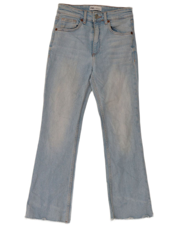 Zara Womens Crop Straight Jeans EU 34 2XS W24 L25 Blue