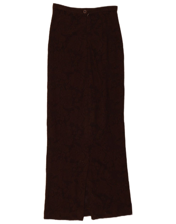 DOLCE & GABBANA Womens Knit Maxi Skirt W26 Small Brown Floral