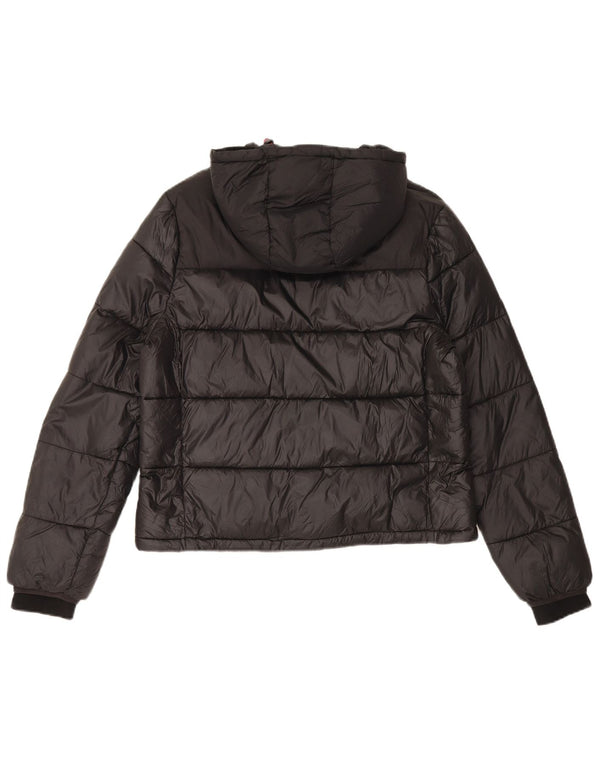 Jack Wills Womens Hooded Padded Jacket UK 12 Medium Black Polyamide