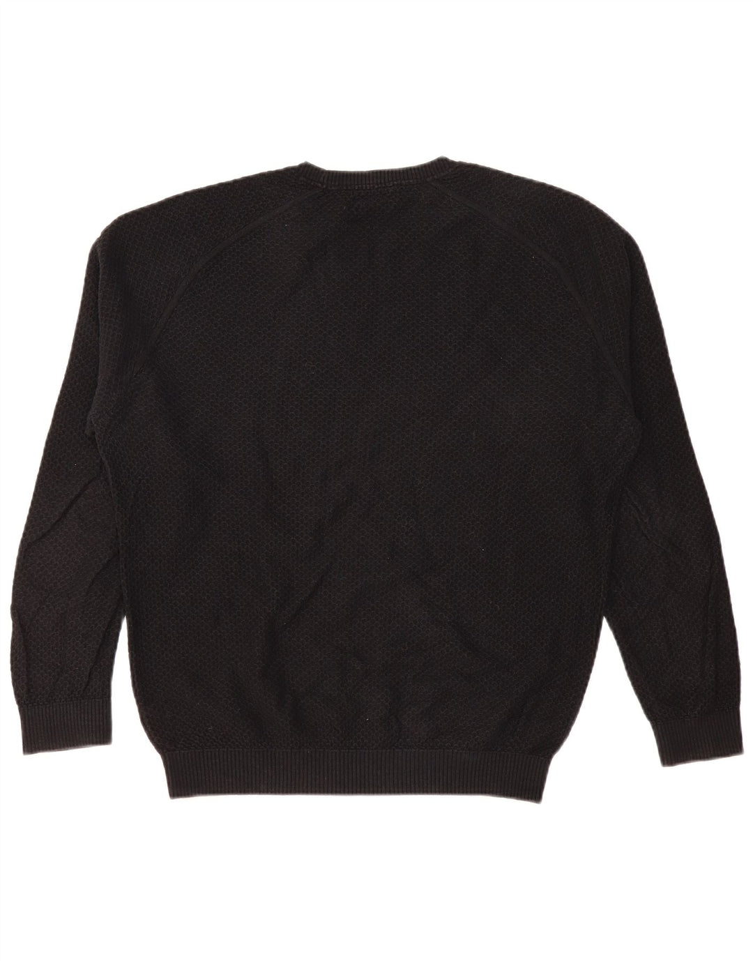 MASSIMO DUTTI Mens Crew Neck Jumper Sweater Large Black Cotton