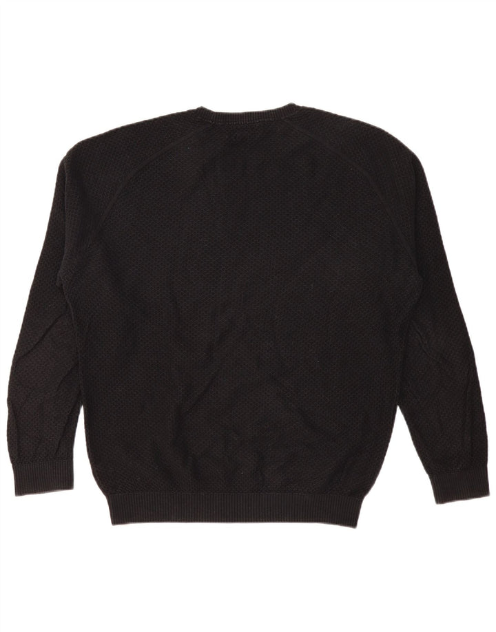 MASSIMO DUTTI Mens Crew Neck Jumper Sweater Large Black Cotton