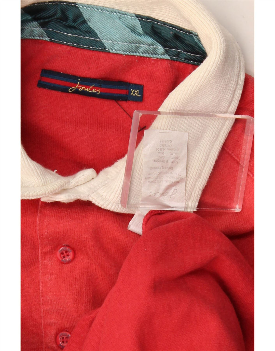 JOULES Mens Long Sleeve Rugby Polo Shirt 2XL Red Colourblock Cotton