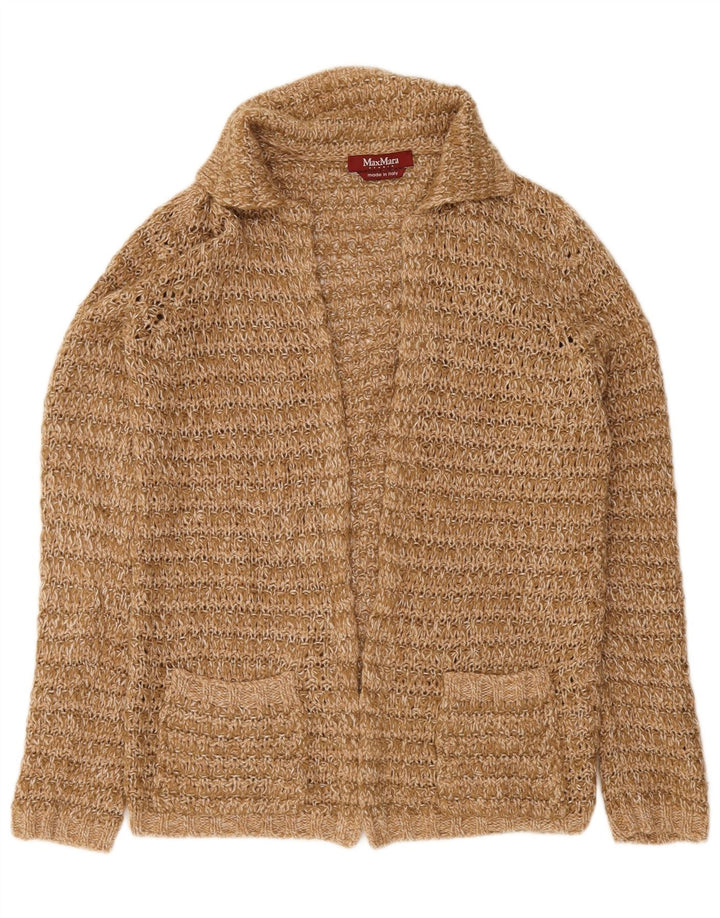 Max Mara Womens Open Cardigan Sweater UK 14 Medium Brown Wool
