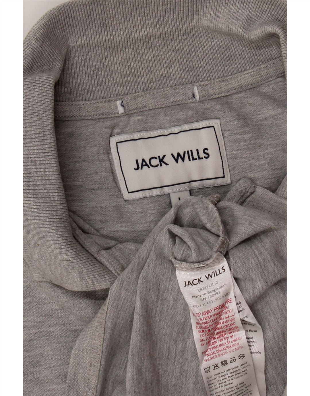 Jack Wills Womens Polo Shirt UK 14 Large Grey Cotton