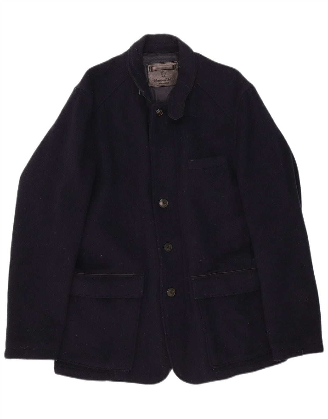 Massimo Dutti Mens 4 Button Blazer Jacket UK 42 XL Navy Blue Wool