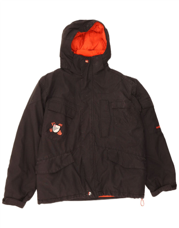 QUIKSILVER Boys Hooded Windbreaker Jacket 13-14 Years Black Polyamide