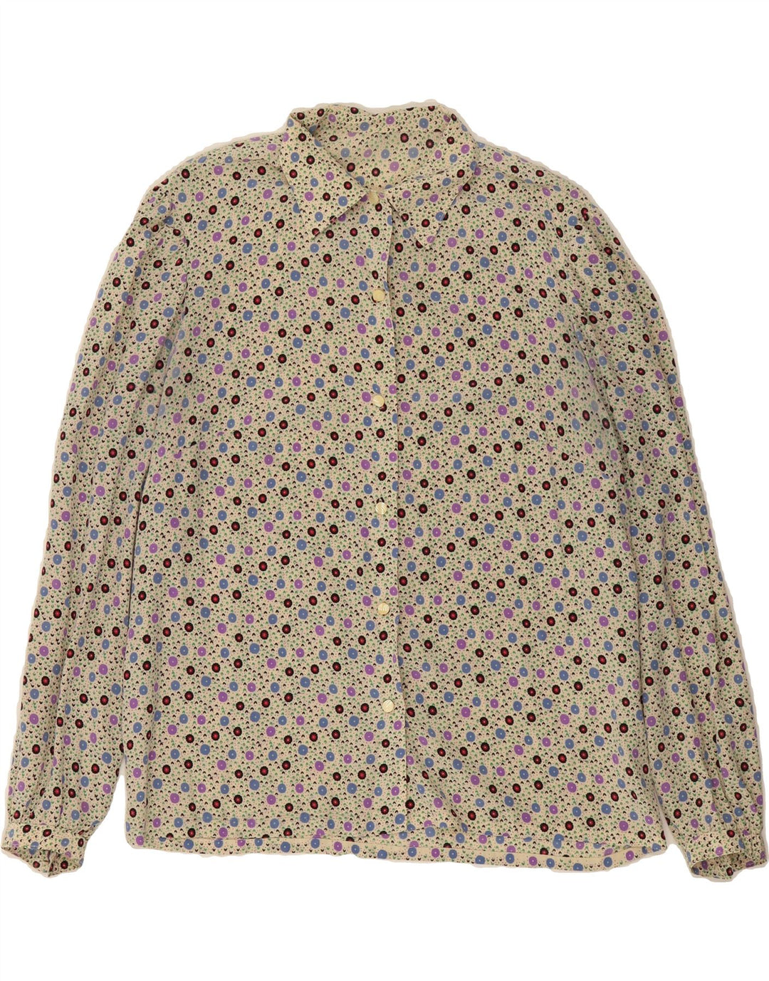 VINTAGE Womens Abstract Pattern Shirt UK 16 Large Beige Vintage Vintage and Second-Hand Vintage from Messina Hembry 