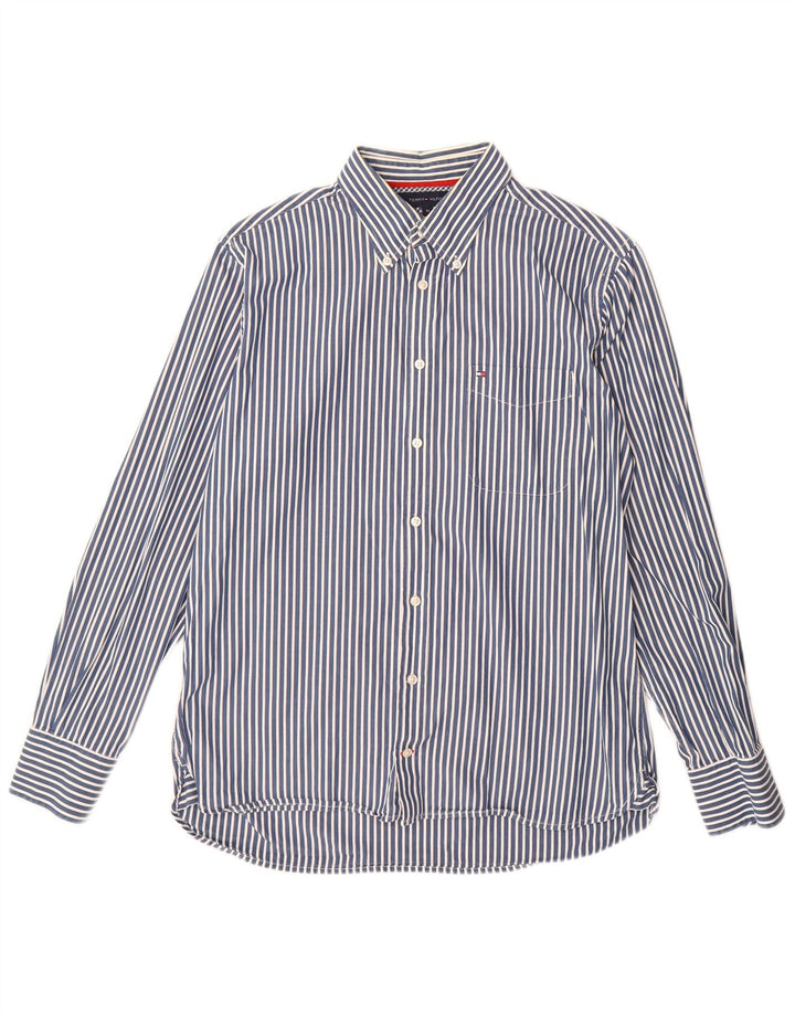 Tommy Hilfiger Mens Shirt Medium Blue Pinstripe Cotton