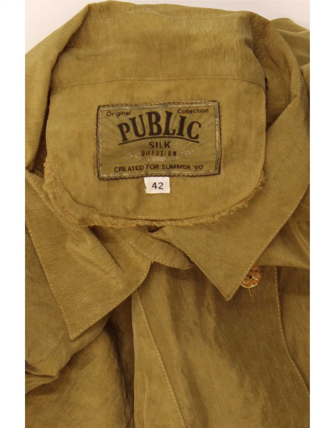 Public Womens Oversized Shirt Blouse EU 42 Large Khaki Silk