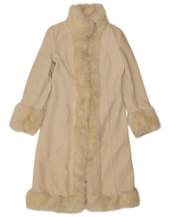 Zara Womens Overcoat UK 10 Small Beige Wool