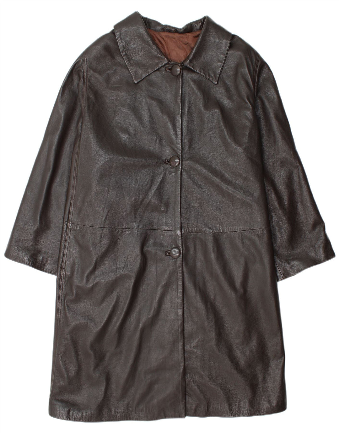 Conbipel Womens Oversized Leather Coat IT 48 XL Brown Leather