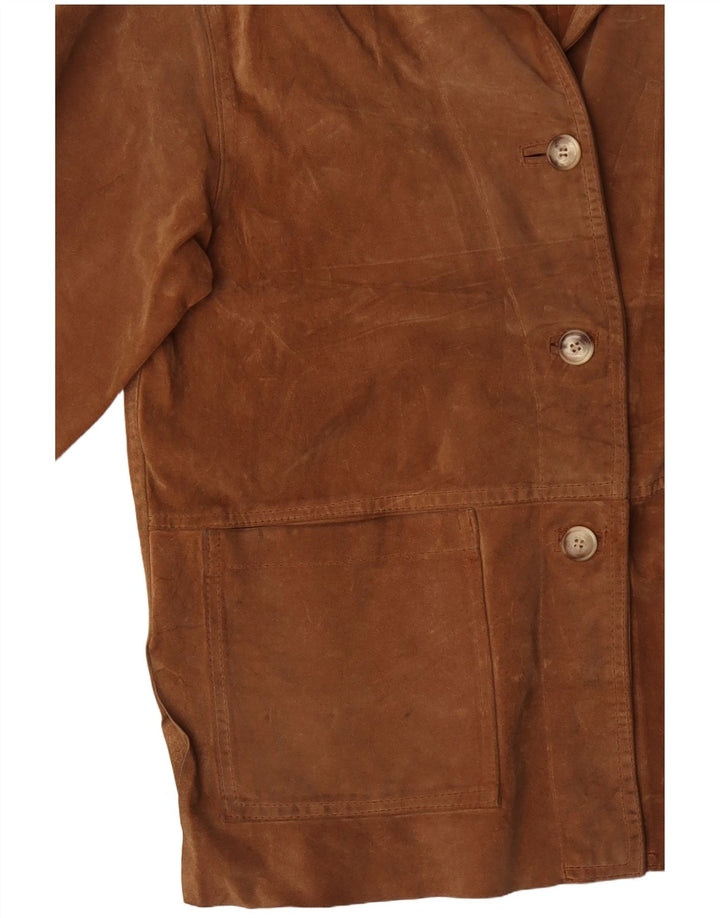 VINTAGE Womens Suede Jacket UK 14 Large Brown