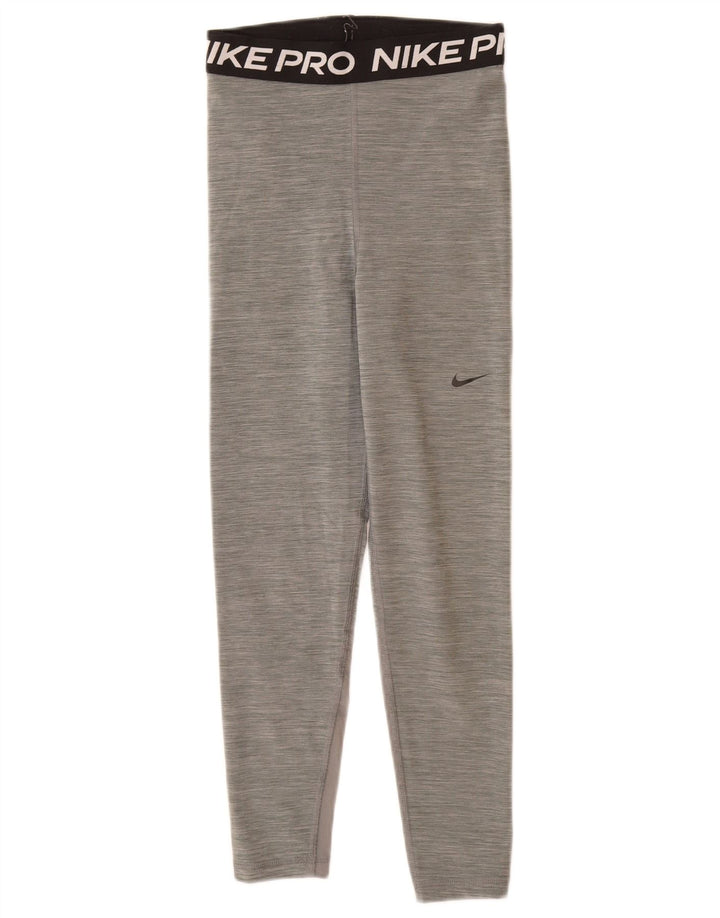Nike Womens Dri Fit Graphic Leggings UK 6 XS  Grey Polyester