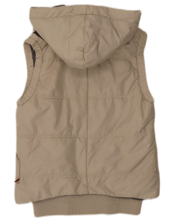 Diadora Womens Hooded Padded Gilet UK 6 XS Beige Polyamide