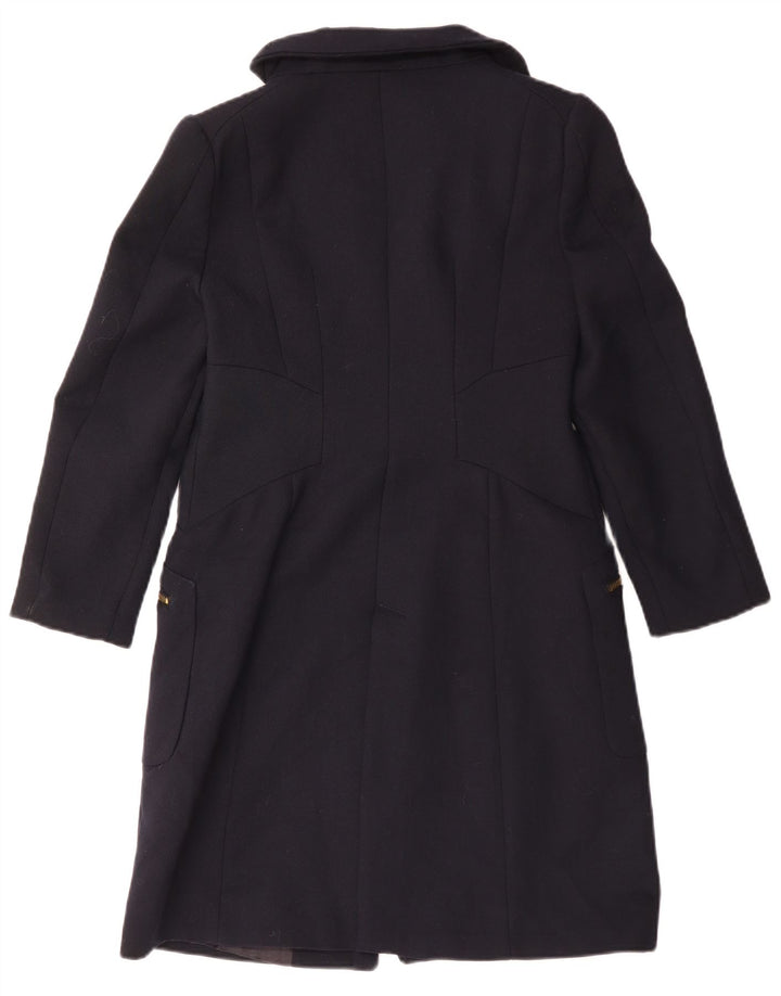 Zara Womens Overcoat UK 14 Large Navy Blue Polyester