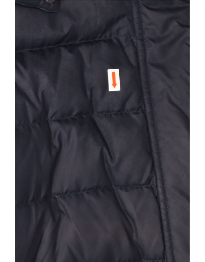 CALVIN KLEIN Womens Hooded Padded Coat UK 10 Small Navy Blue Polyester Vintage Calvin Klein and Second-Hand Calvin Klein from Messina Hembry 