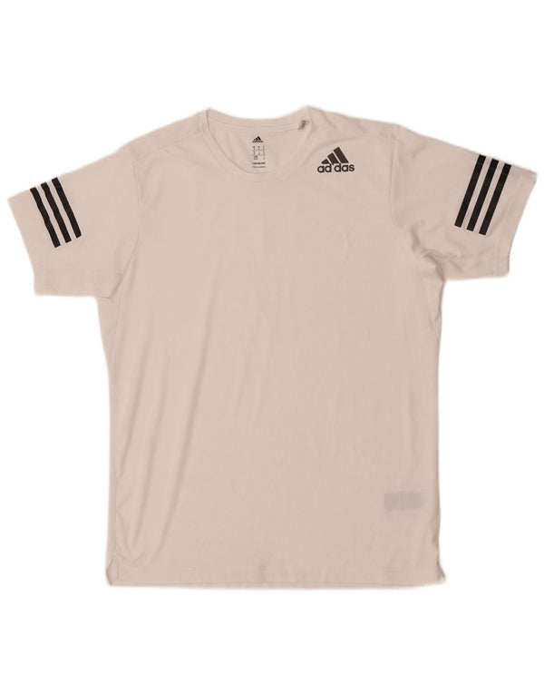 Adidas Mens T-Shirt Top Medium White Polyester