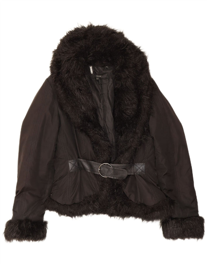 Zara Womens Padded Jacket UK 14 Medium Black Polyester