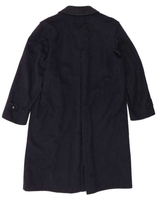 Vintage Mens Loose Fit Overcoat IT 46 Small Navy Blue Wool