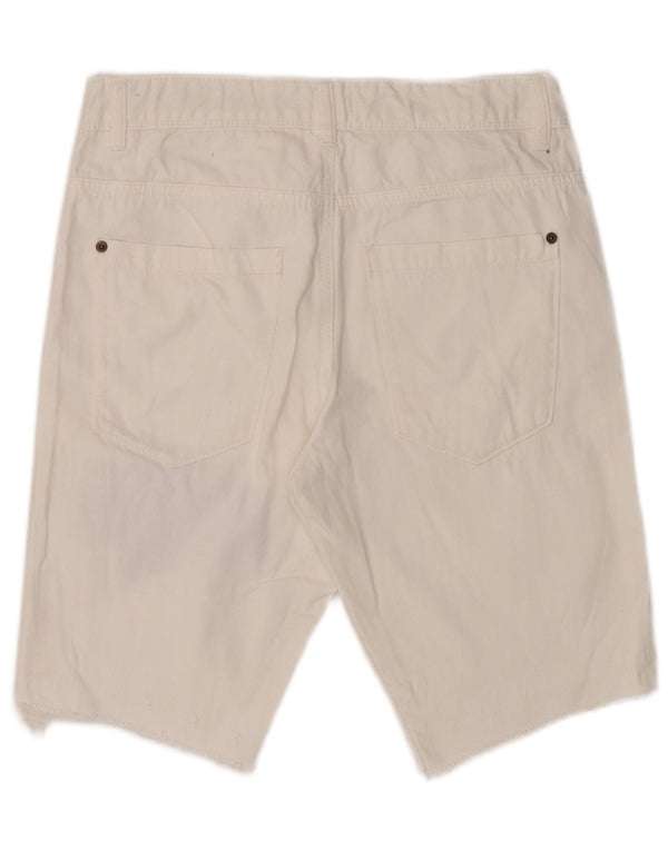 Benetton Boys Distressed Denim Shorts 13-14 Years 3XL W30 White Cotton