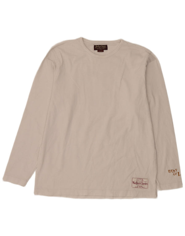 Marlboro Classics Mens Graphic Top Long Sleeve XL White Cotton