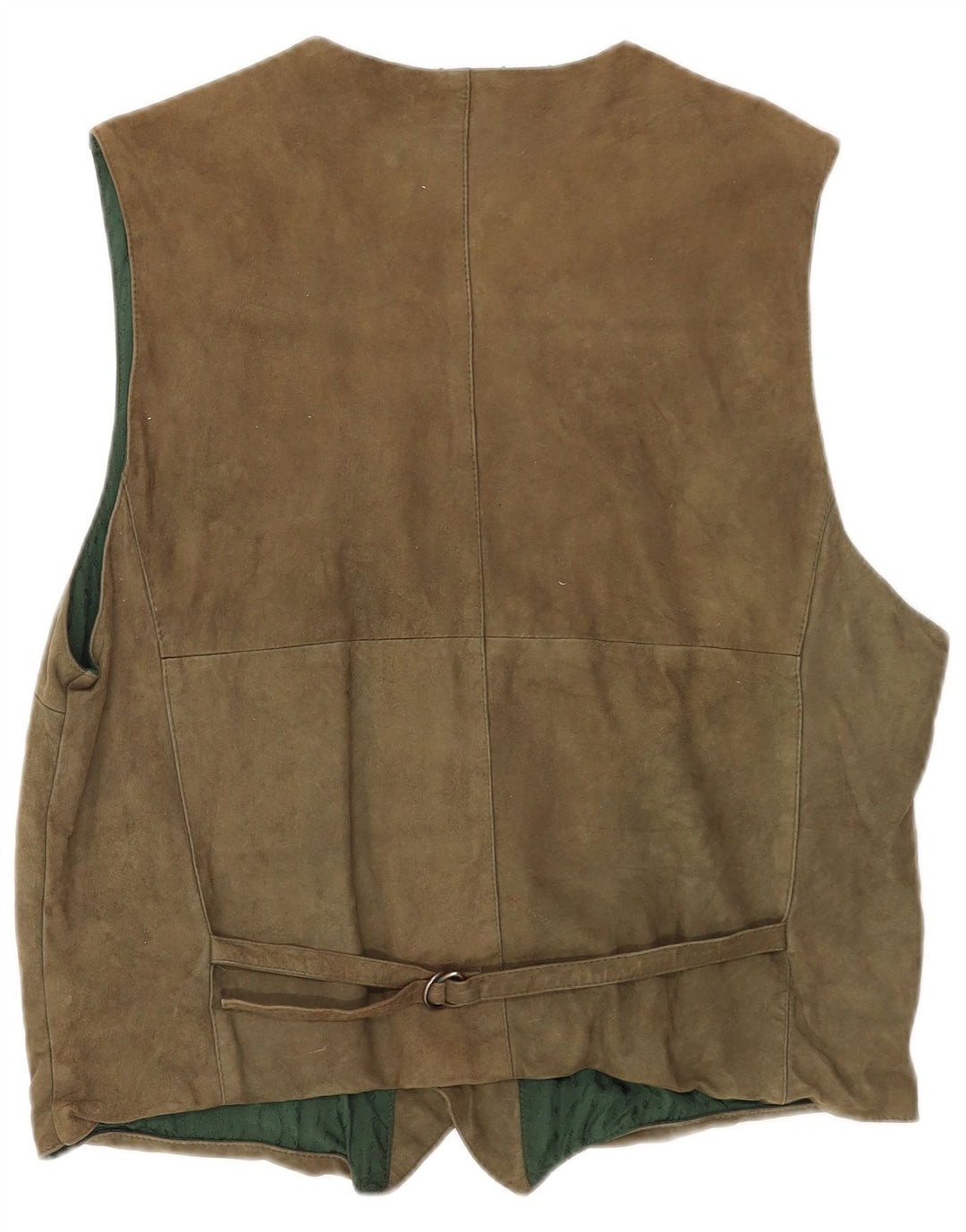 Vintage Mens Suede Waistcoat IT 50 Medium Khaki Leather