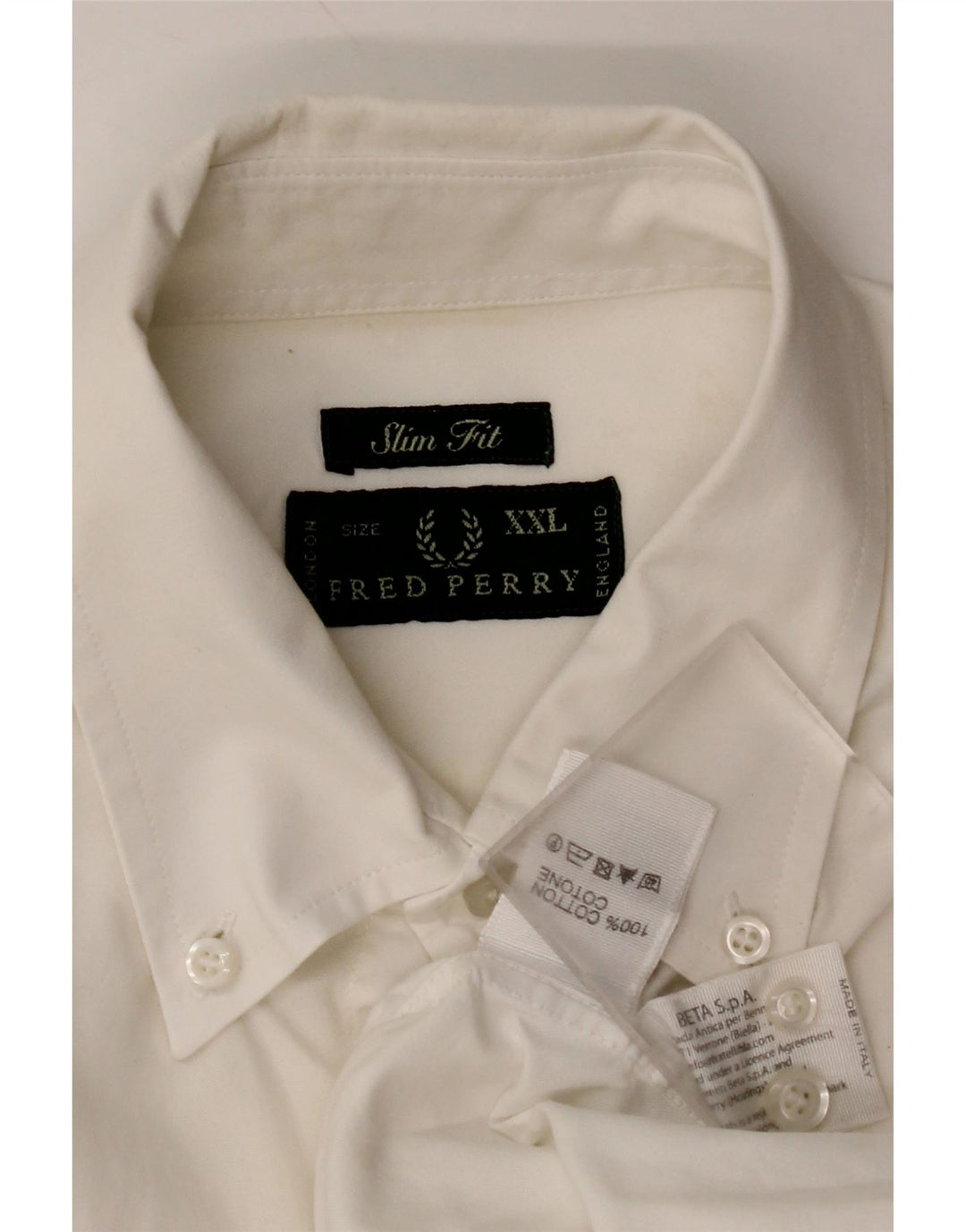 FRED PERRY Mens Slim Fit Shirt 2XL White Cotton