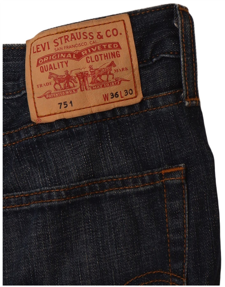 LEVI'S Mens 751 Straight Jeans W36 L30 Navy Blue Cotton