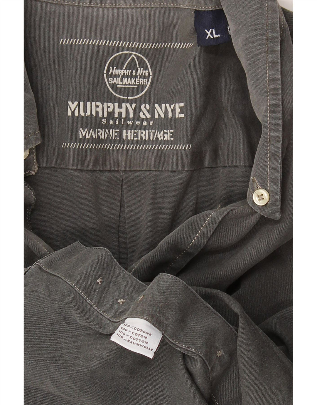 MURPHY & NYE Mens Marine Heritage Shirt XL Grey Cotton