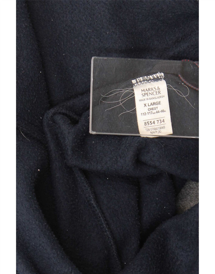 Marks & Spencer Mens Fleece Jacket UK 42 XL Navy Blue Polyester