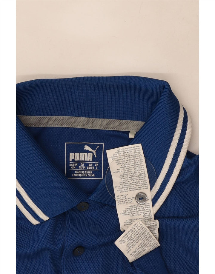 Puma Mens Polo Shirt Large Blue Polyester