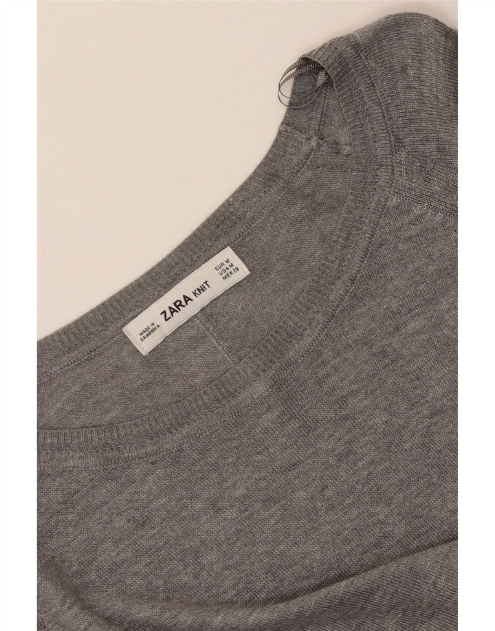 Zara Womens Blouse Top UK 14 Medium Grey