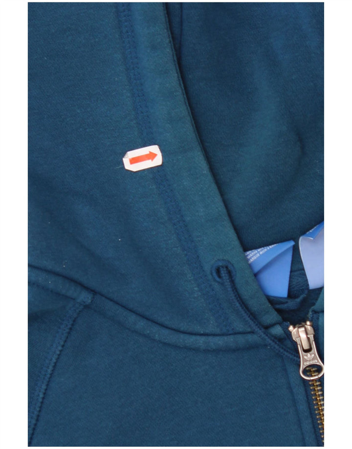 ADIDAS Womens Graphic Zip Hoodie Sweater UK 10 Small Blue Cotton