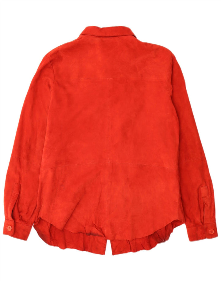 Conbipel Womens Suede Shirt IT 44 Medium Red Leather