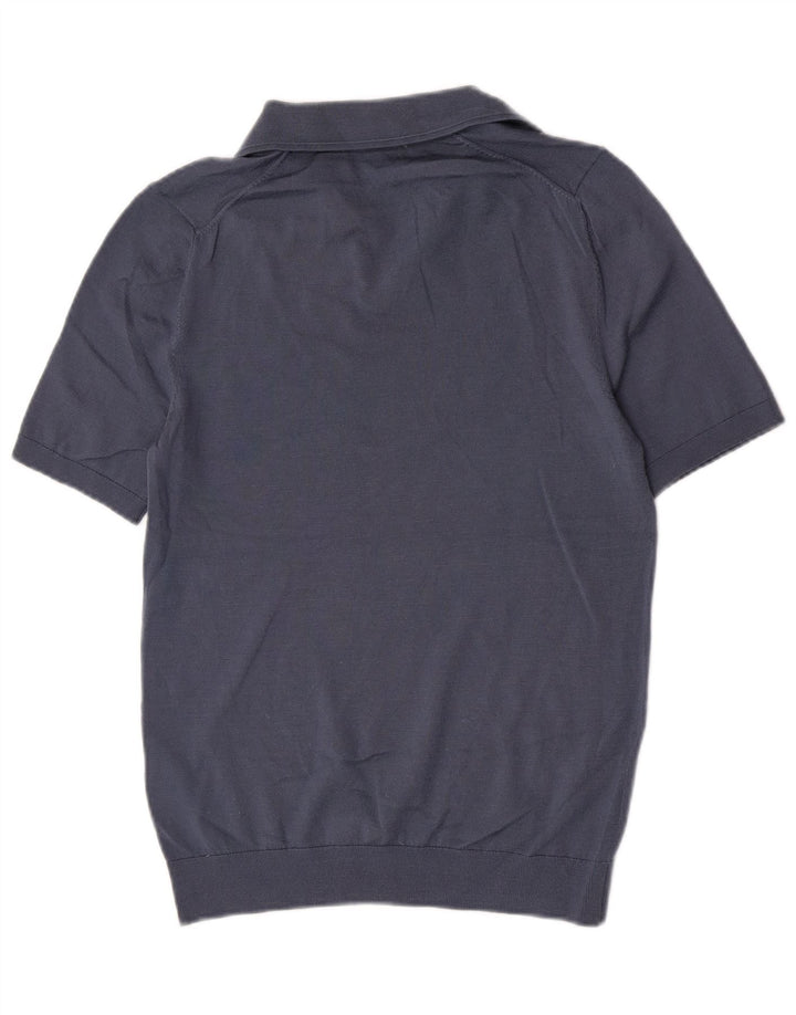 Reiss Mens Polo Shirt Small Blue Wool