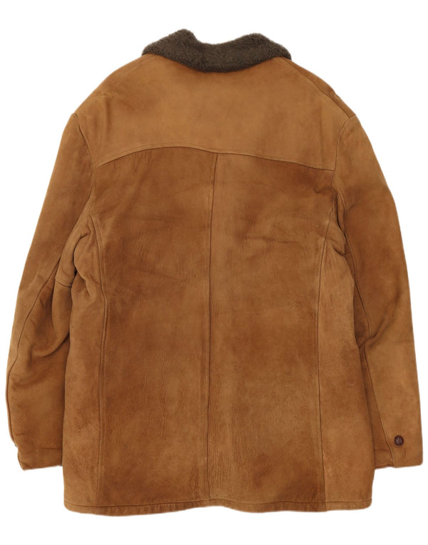 Vintage Mens Shearling Jacket UK 38 Medium Brown