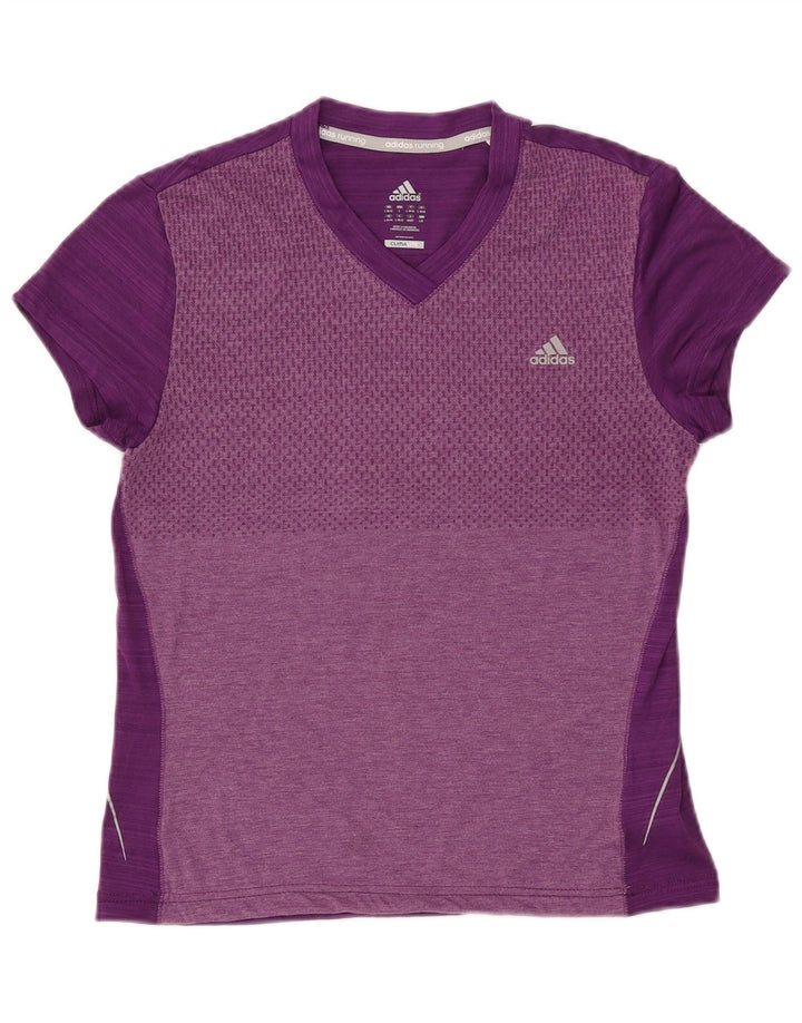 ADIDAS Womens Climalite T-Shirt Top UK 14 Large Purple Colourblock