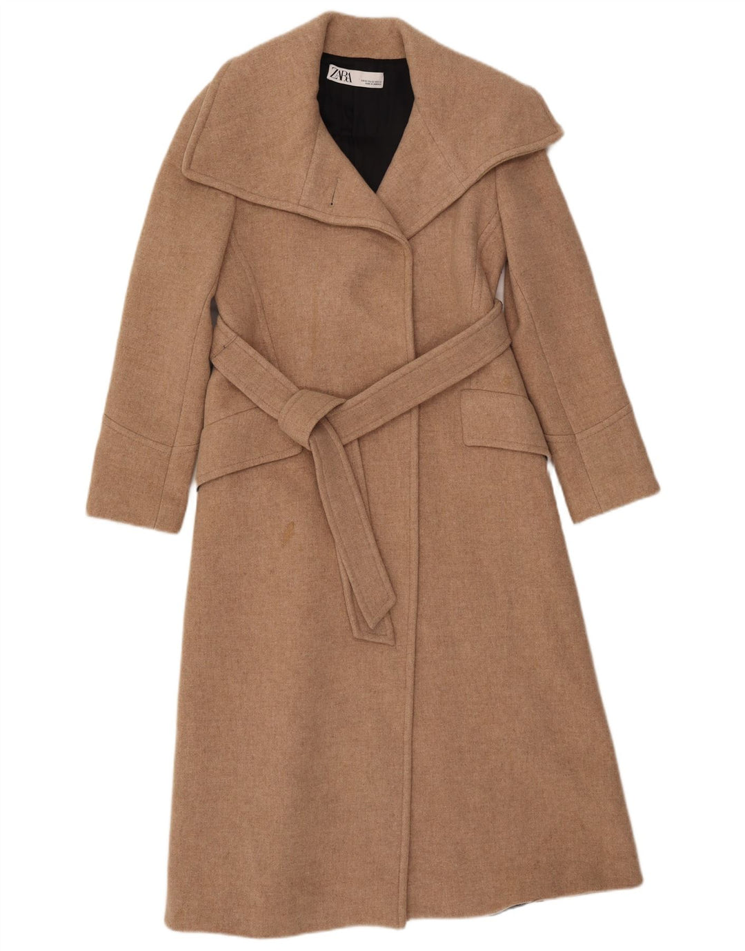 Zara Womens Loose Fit Overcoat UK 6 XS Beige