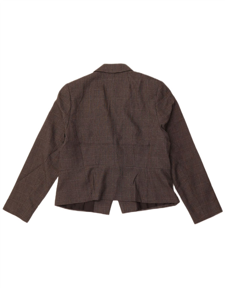 MARKS & SPENCER Womens 1 Button Blazer Jacket UK 16 Large Grey Check