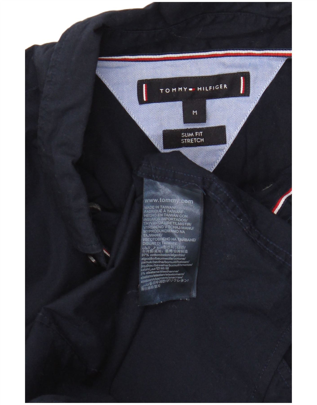 Tommy Hilfiger Mens Slim Fit Shirt Medium Navy Blue Cotton