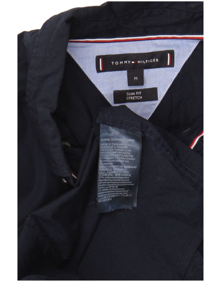 Tommy Hilfiger Mens Slim Fit Shirt Medium Navy Blue Cotton