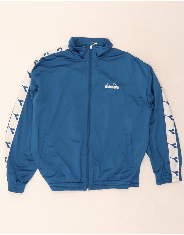 Diadora Mens Graphic Tracksuit Top Jacket UK 40 Large Blue Colourblock