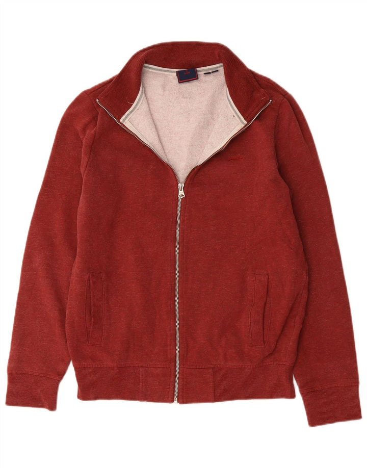 Superdry Mens Tracksuit Top Jacket Medium Red Cotton