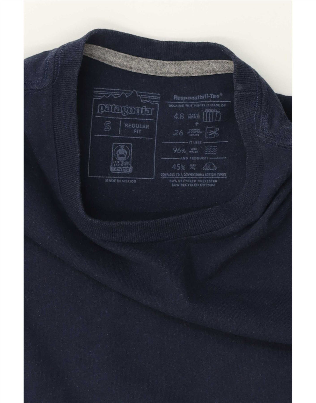 Patagonia Mens Regular Fit Graphic T-Shirt Top Small Navy Blue Polyester