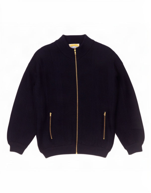Settebello Mens Cardigan Sweater Medium Navy Blue Wool